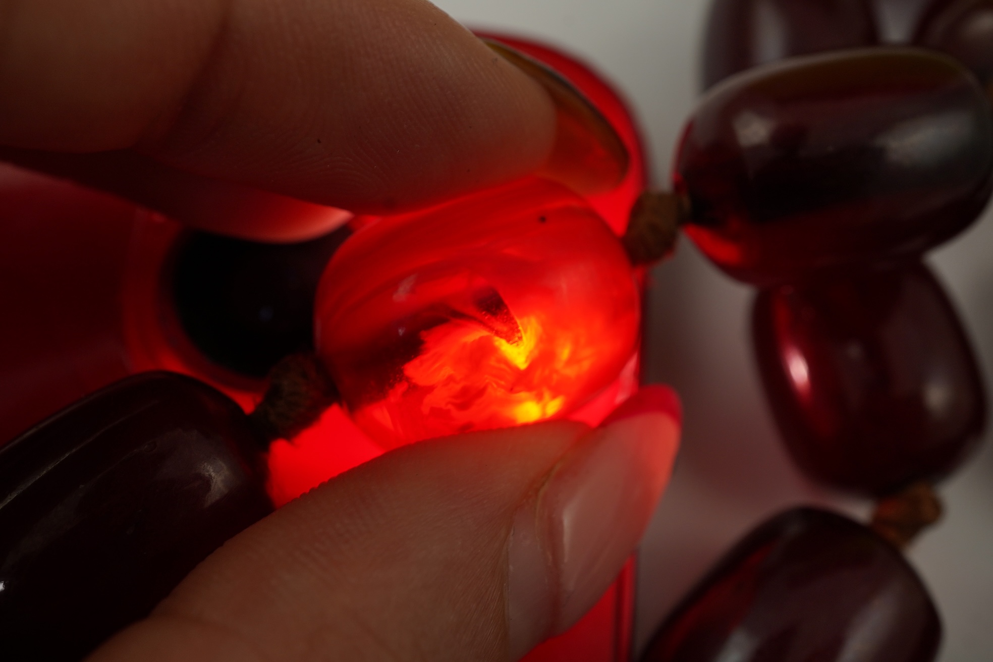 A cherry bakelite 'amber' necklace
